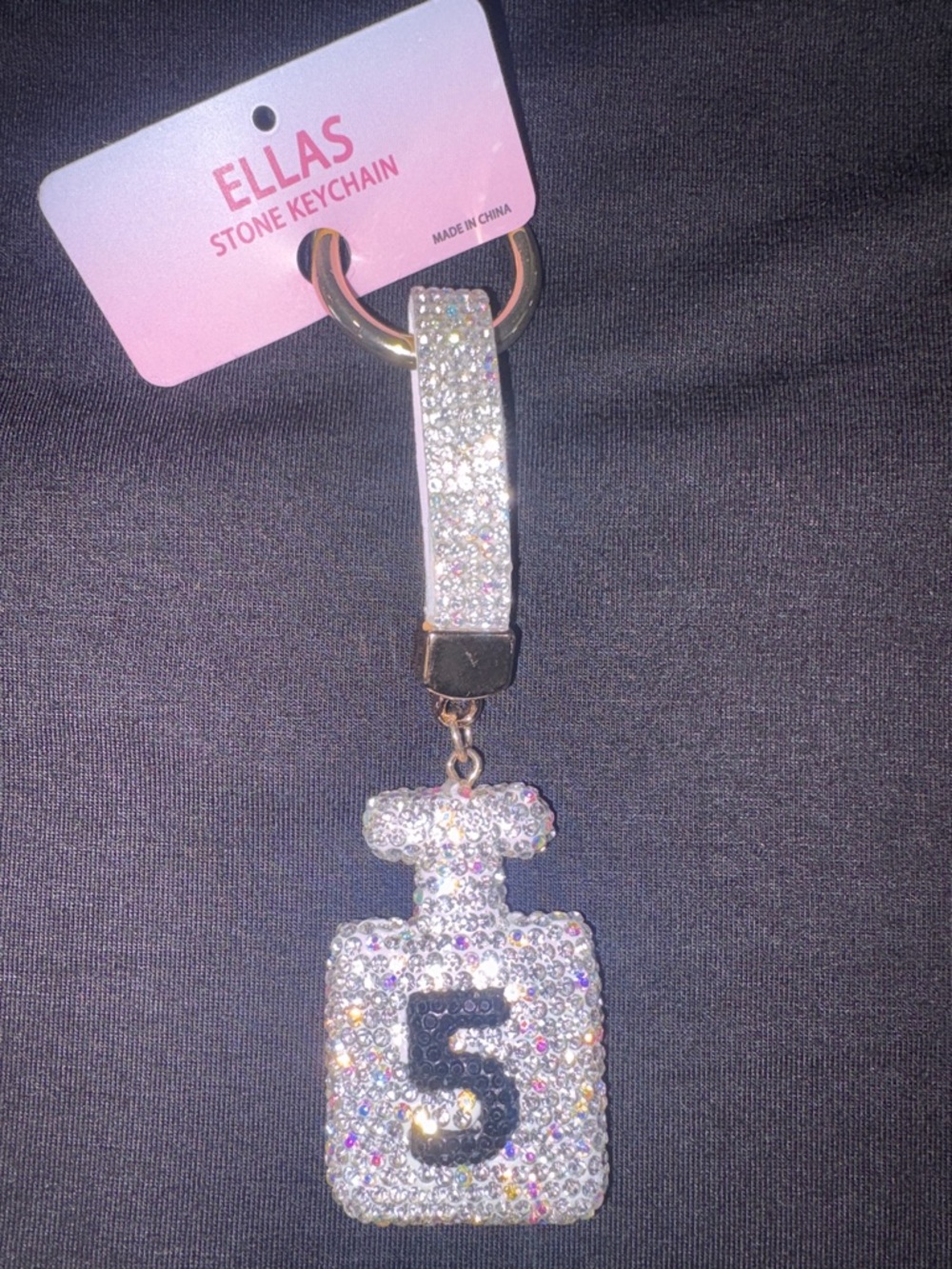 ELLAS Crystal '5' Bottle Stone Keychain Bag Charm